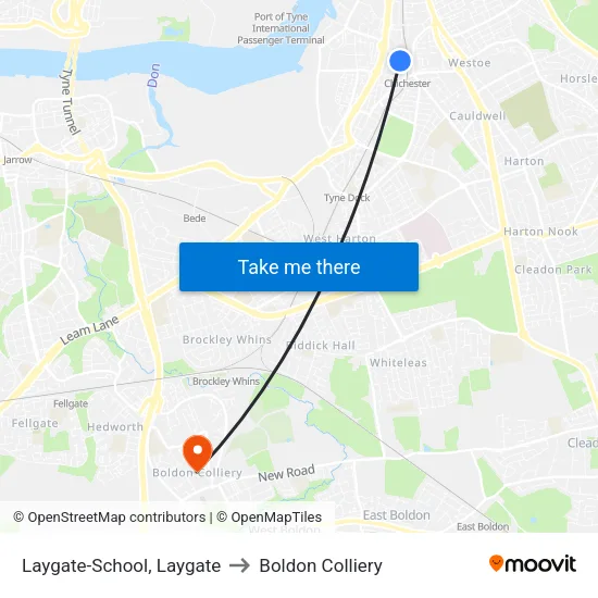 Laygate-School, Laygate to Boldon Colliery map