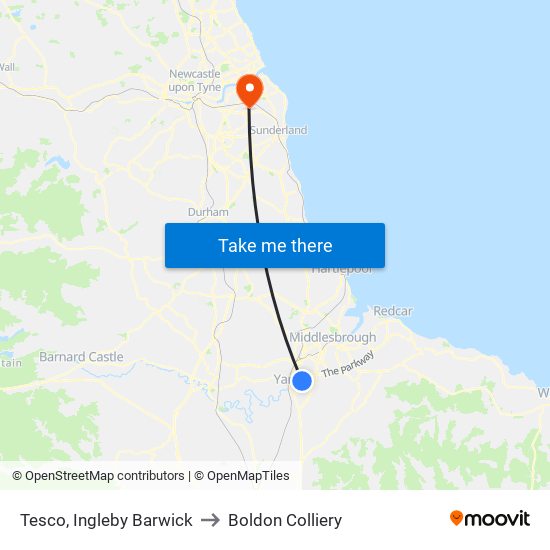 Tesco, Ingleby Barwick to Boldon Colliery map