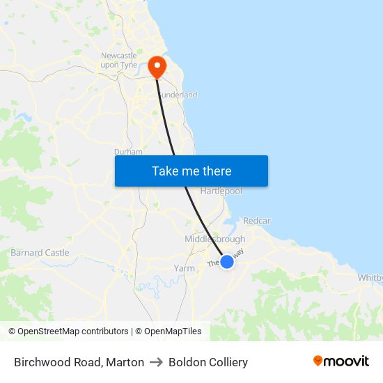 Birchwood Road, Marton to Boldon Colliery map