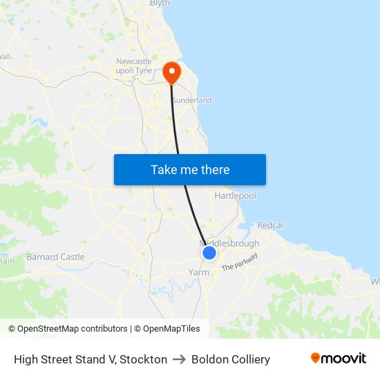 High Street Stand V, Stockton to Boldon Colliery map