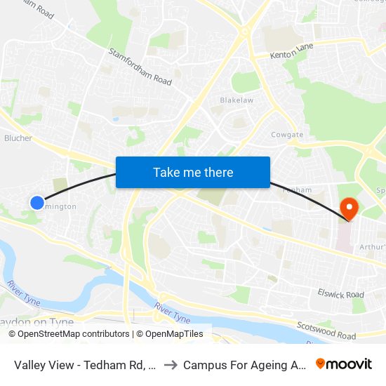 Valley View - Tedham Rd, Lemington to Campus For Ageing And Vitality map