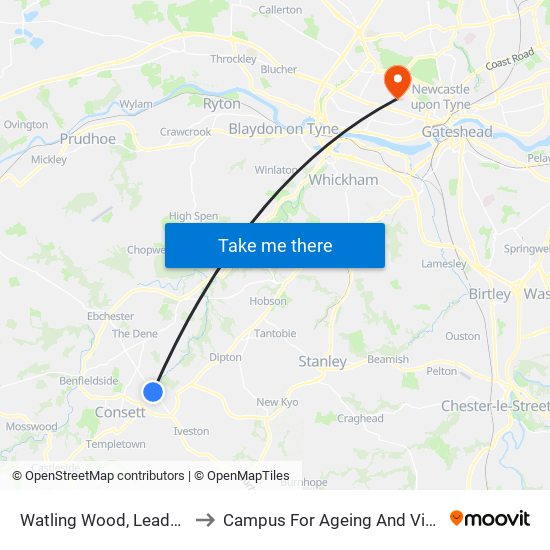 Watling Wood, Leadgate to Campus For Ageing And Vitality map