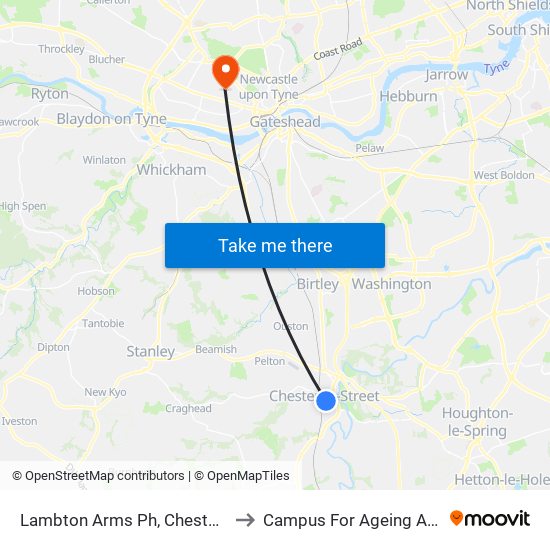 Lambton Arms Ph, Chester-Le-Street to Campus For Ageing And Vitality map