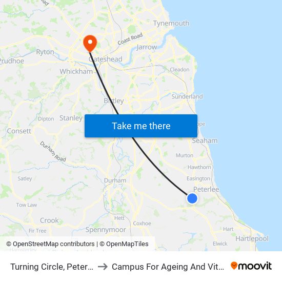 Turning Circle, Peterlee to Campus For Ageing And Vitality map