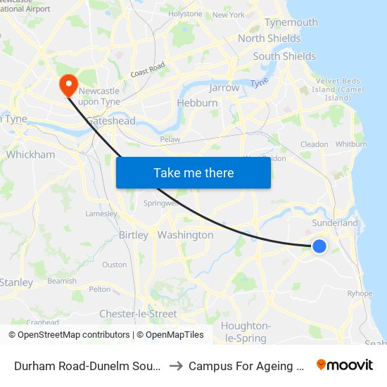 Durham Road-Dunelm South, Eden Vale to Campus For Ageing And Vitality map