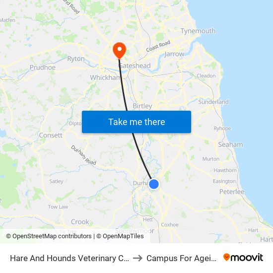 Hare And Hounds Veterinary Centre, Gilesgate Moor to Campus For Ageing And Vitality map