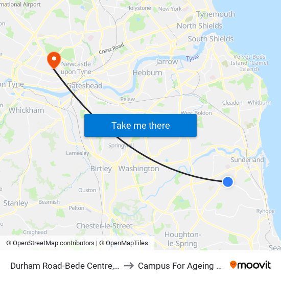 Durham Road-Bede Centre, Barnes Park to Campus For Ageing And Vitality map