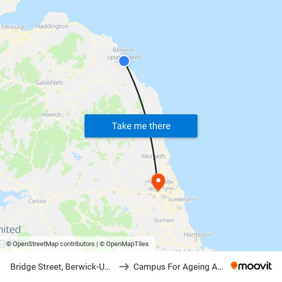 Bridge Street, Berwick-Upon-Tweed to Campus For Ageing And Vitality map
