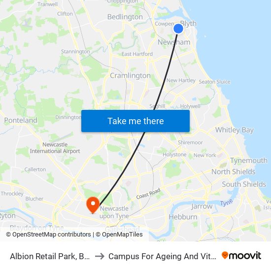 Albion Retail Park, Blyth to Campus For Ageing And Vitality map