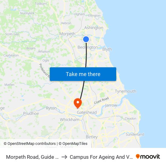 Morpeth Road, Guide Post to Campus For Ageing And Vitality map