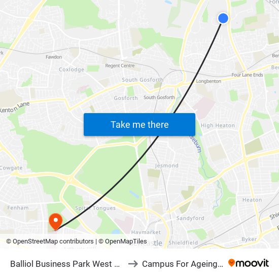 Balliol Business Park West Entrance, Benton to Campus For Ageing And Vitality map