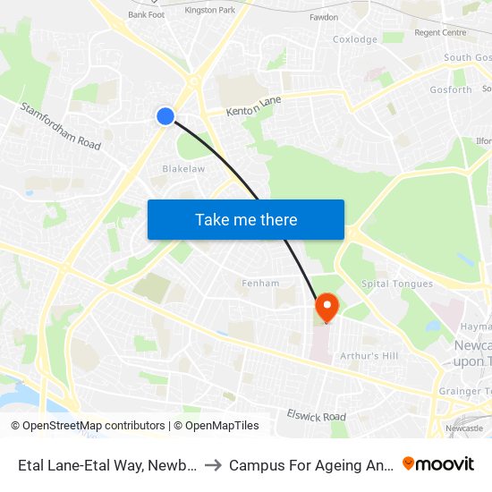 Etal Lane-Etal Way, Newbiggin Hall to Campus For Ageing And Vitality map