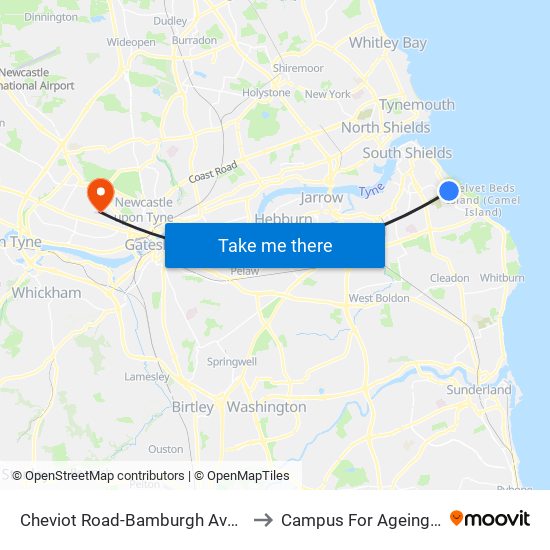 Cheviot Road-Bamburgh Avenue, Horsley Hill to Campus For Ageing And Vitality map