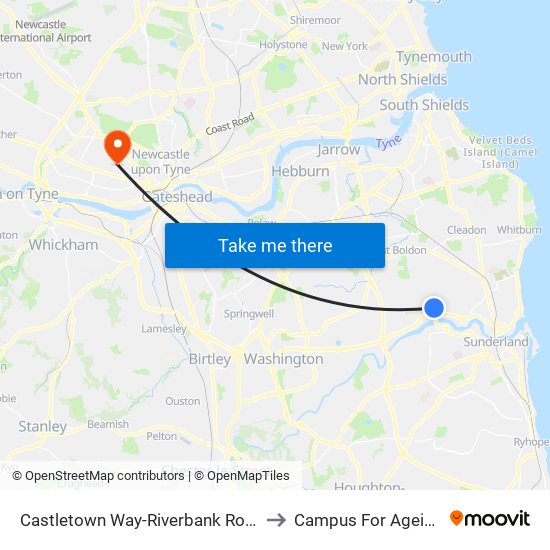 Castletown Way-Riverbank Road, Hylton Red House to Campus For Ageing And Vitality map