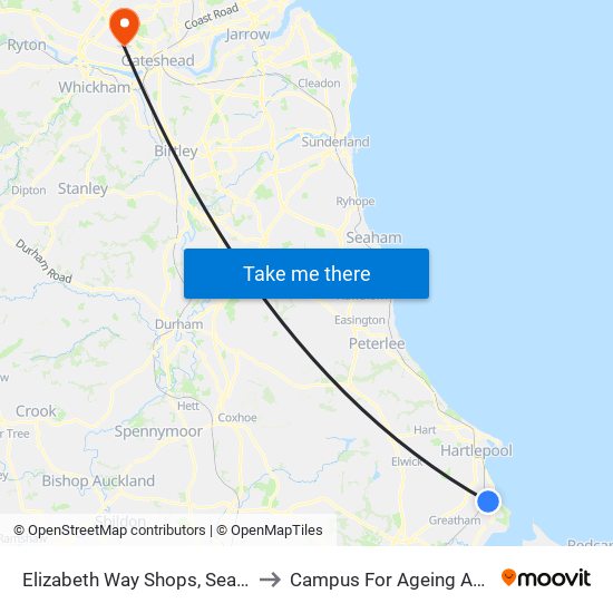 Elizabeth Way Shops, Seaton Carew to Campus For Ageing And Vitality map