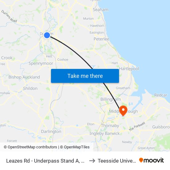 Leazes Rd - Underpass Stand A, Durham to Teesside University map