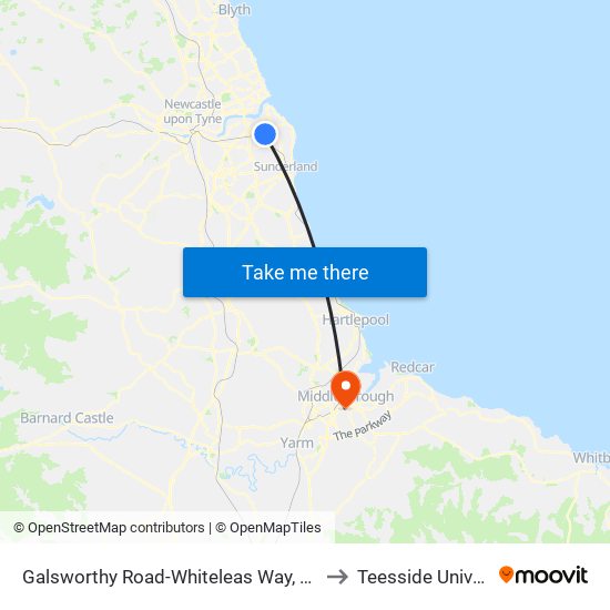 Galsworthy Road-Whiteleas Way, Whiteleas to Teesside University map