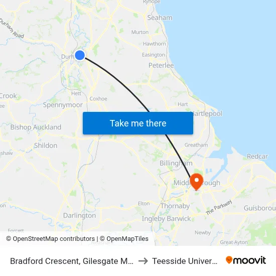 Bradford Crescent, Gilesgate Moor to Teesside University map