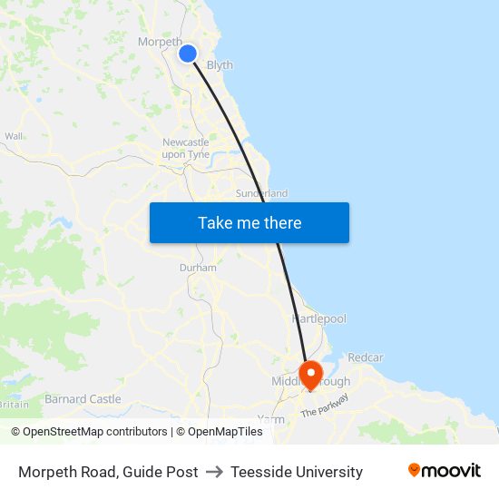 Morpeth Road, Guide Post to Teesside University map