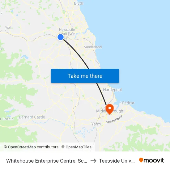 Whitehouse Enterprise Centre, Scotswood to Teesside University map