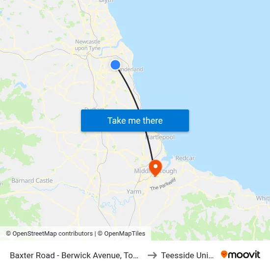 Baxter Road - Berwick Avenue, Town End Farm to Teesside University map
