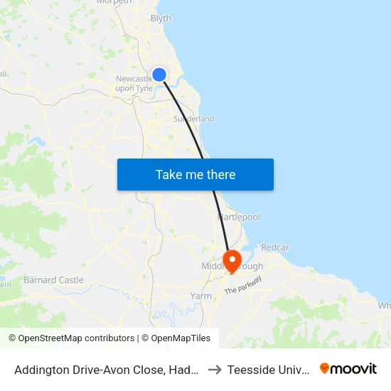 Addington Drive-Avon Close, Hadrian Park to Teesside University map