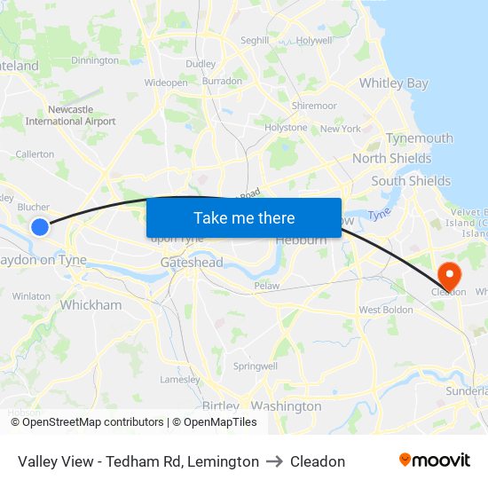 Valley View - Tedham Rd, Lemington to Cleadon map