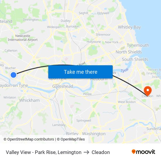 Valley View - Park Rise, Lemington to Cleadon map