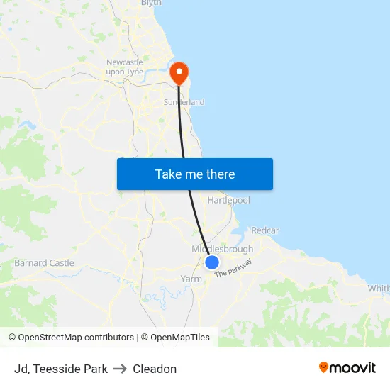 Jd, Teesside Park to Cleadon map