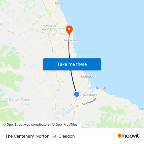 The Centenary, Norton to Cleadon map