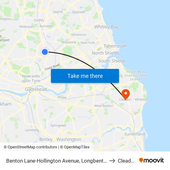 Benton Lane-Hollington Avenue, Longbenton to Cleadon map