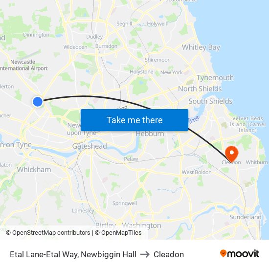 Etal Lane-Etal Way, Newbiggin Hall to Cleadon map