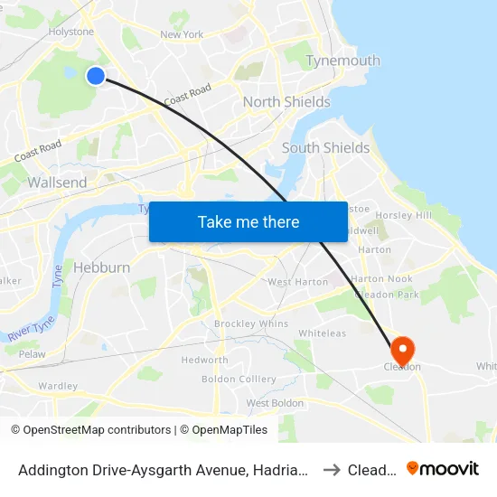 Addington Drive-Aysgarth Avenue, Hadrian Park to Cleadon map
