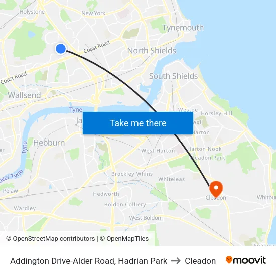 Addington Drive-Alder Road, Hadrian Park to Cleadon map