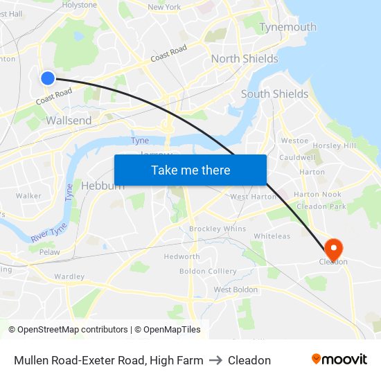 Mullen Road-Exeter Road, High Farm to Cleadon map