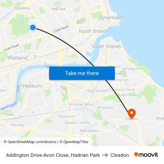Addington Drive-Avon Close, Hadrian Park to Cleadon map