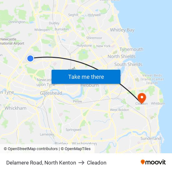 Delamere Road, North Kenton to Cleadon map