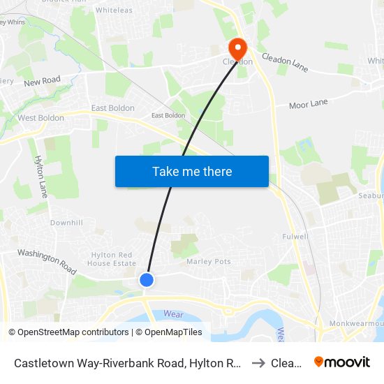 Castletown Way-Riverbank Road, Hylton Red House to Cleadon map