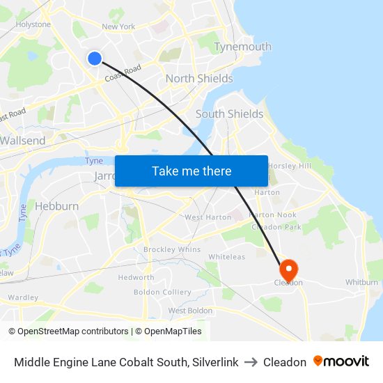 Middle Engine Lane Cobalt South, Silverlink to Cleadon map