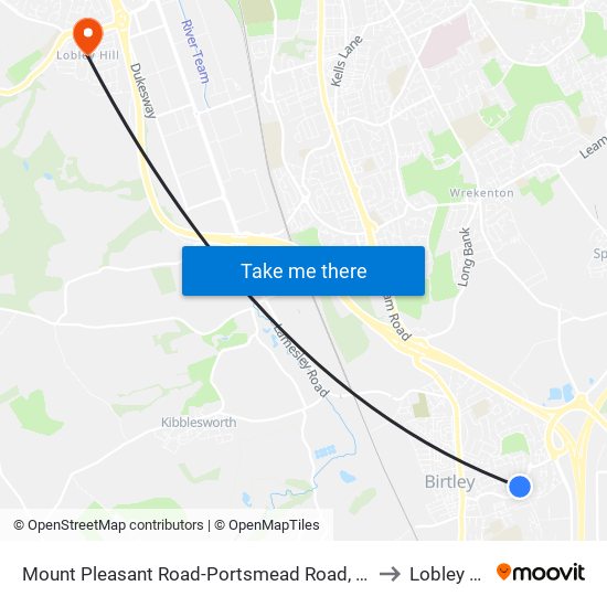 Mount Pleasant Road-Portsmead Road, Birtley to Lobley Hill map