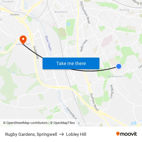 Rugby Gardens, Springwell to Lobley Hill map