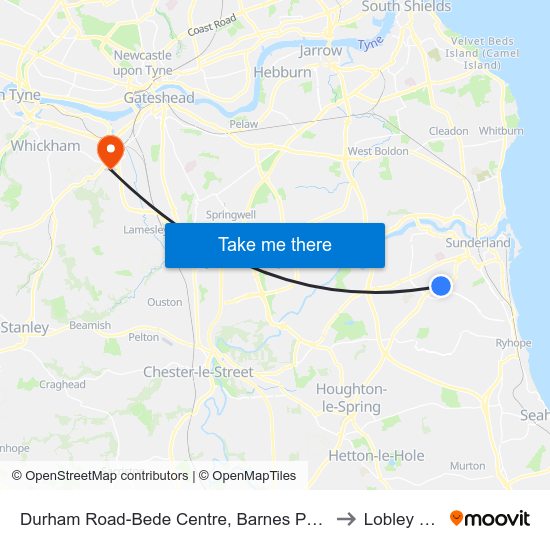 Durham Road-Bede Centre, Barnes Park to Lobley Hill map