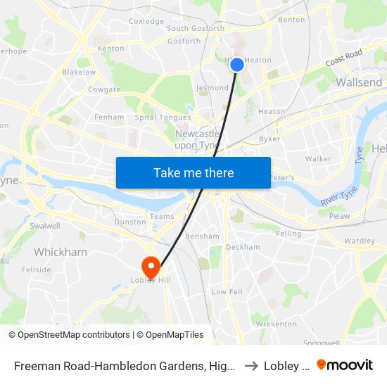 Freeman Road-Hambledon Gardens, High Heaton to Lobley Hill map