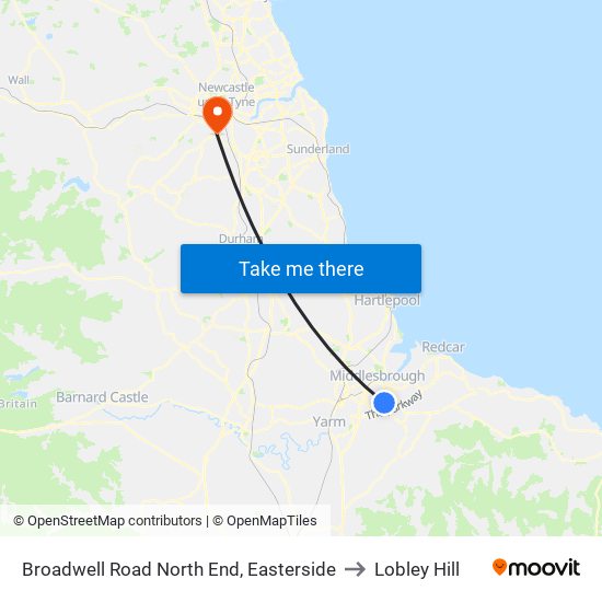 Broadwell Road North End, Easterside to Lobley Hill map