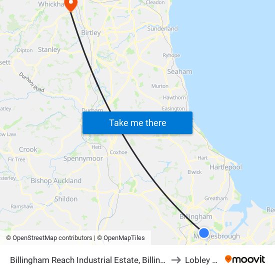 Billingham Reach Industrial Estate, Billingham to Lobley Hill map