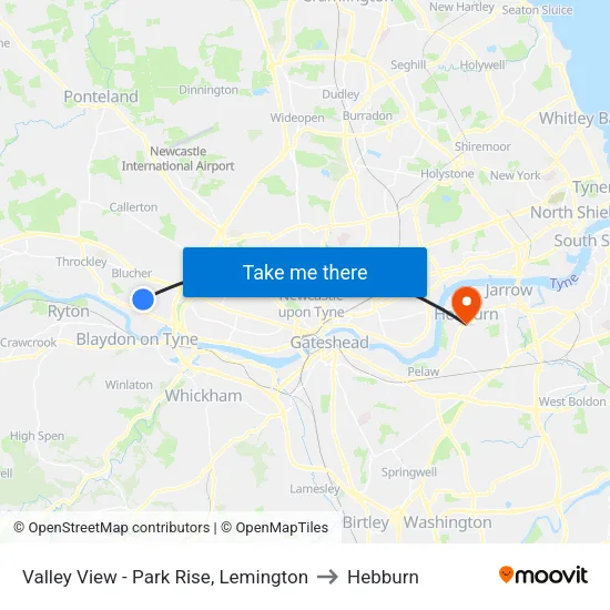 Valley View - Park Rise, Lemington to Hebburn map