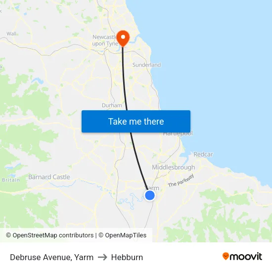 Debruse Avenue, Yarm to Hebburn map