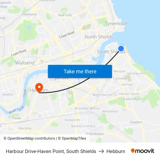 Harbour Drive-Haven Point, South Shields to Hebburn map