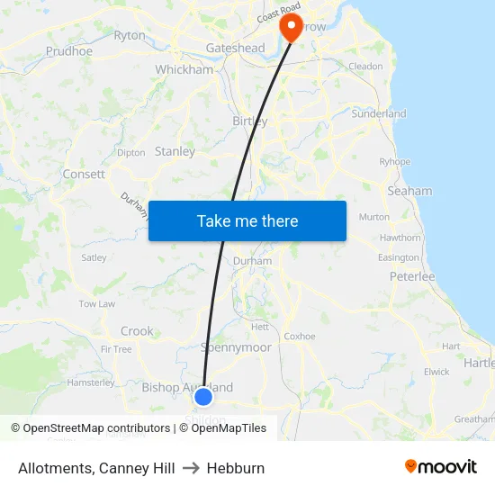 Allotments, Canney Hill to Hebburn map