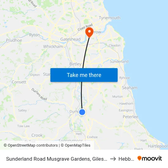 Sunderland Road Musgrave Gardens, Gilesgate Moor to Hebburn map